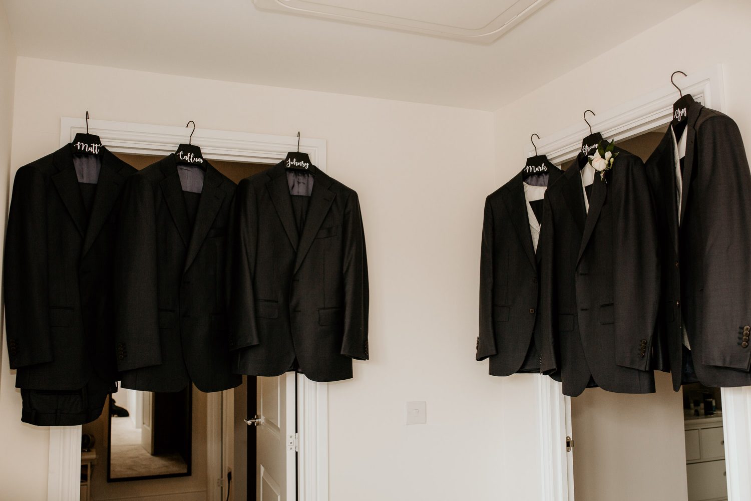 luxury manor house hotel wedding groom and groomsmen suits