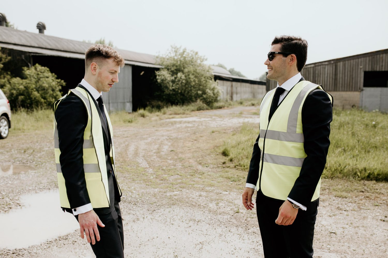 luxury manor house hotel wedding groomsmen personalised high vis