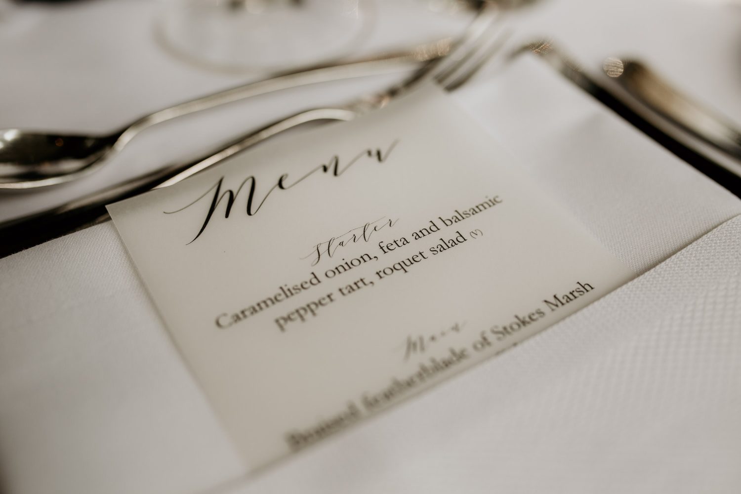 luxury manor house hotel wedding menu