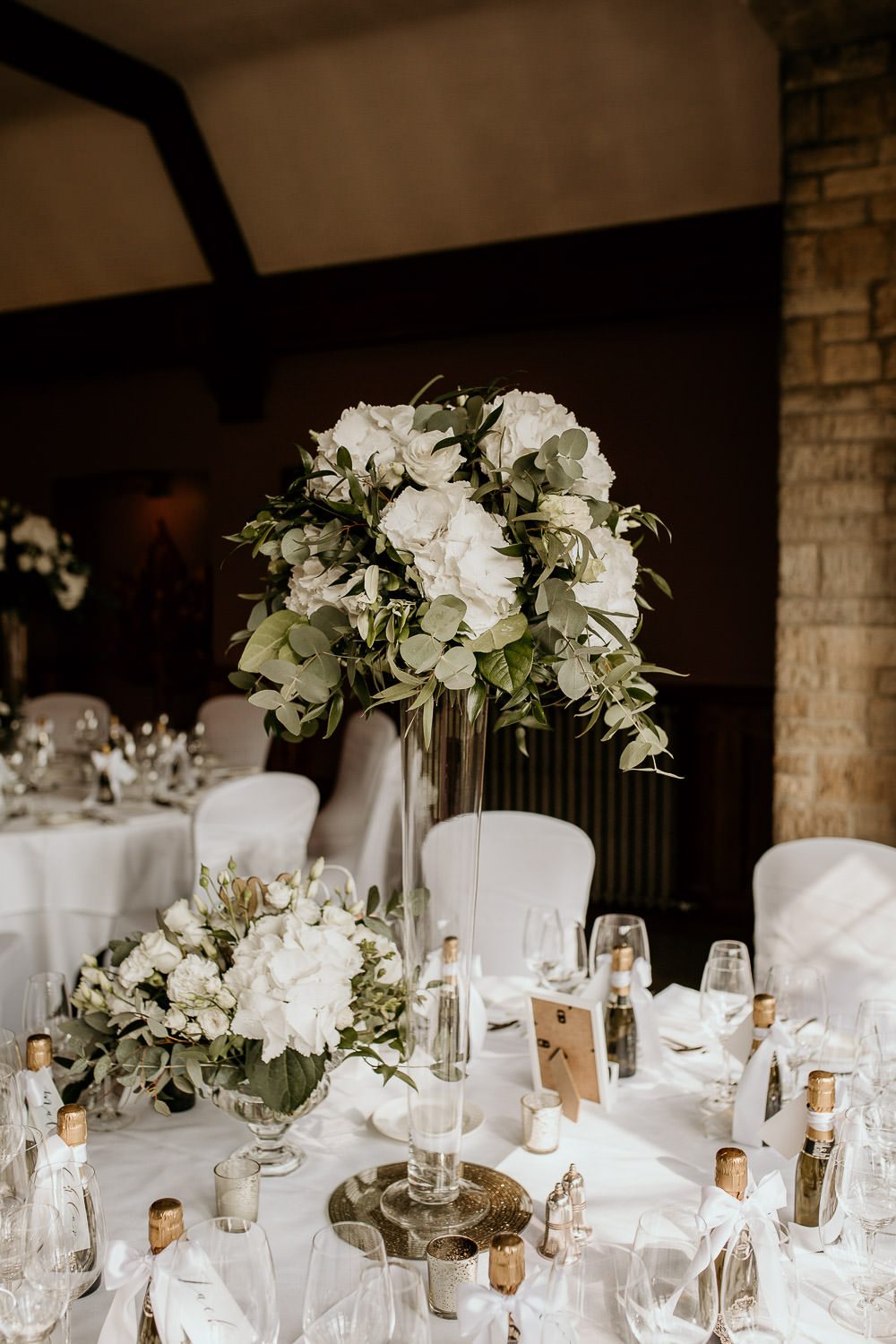 luxury manor house hotel wedding white floral centrepiece and table