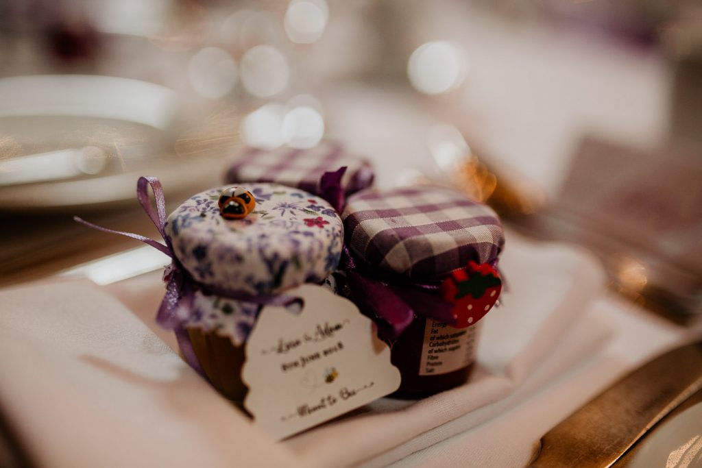 quirky alternative fun wedding decoration tradition luxury jars of jam wedding favours