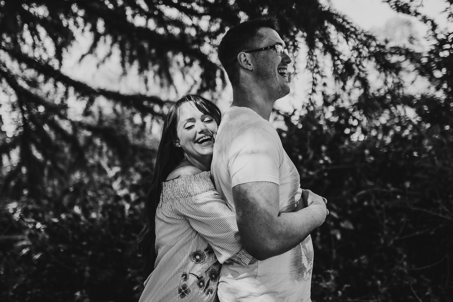 fun engagement shoot botanic gardens laughing bride and groom