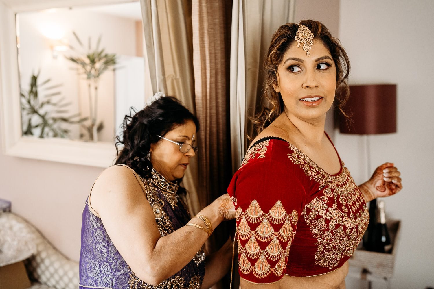 indian bride getting ready for wedding