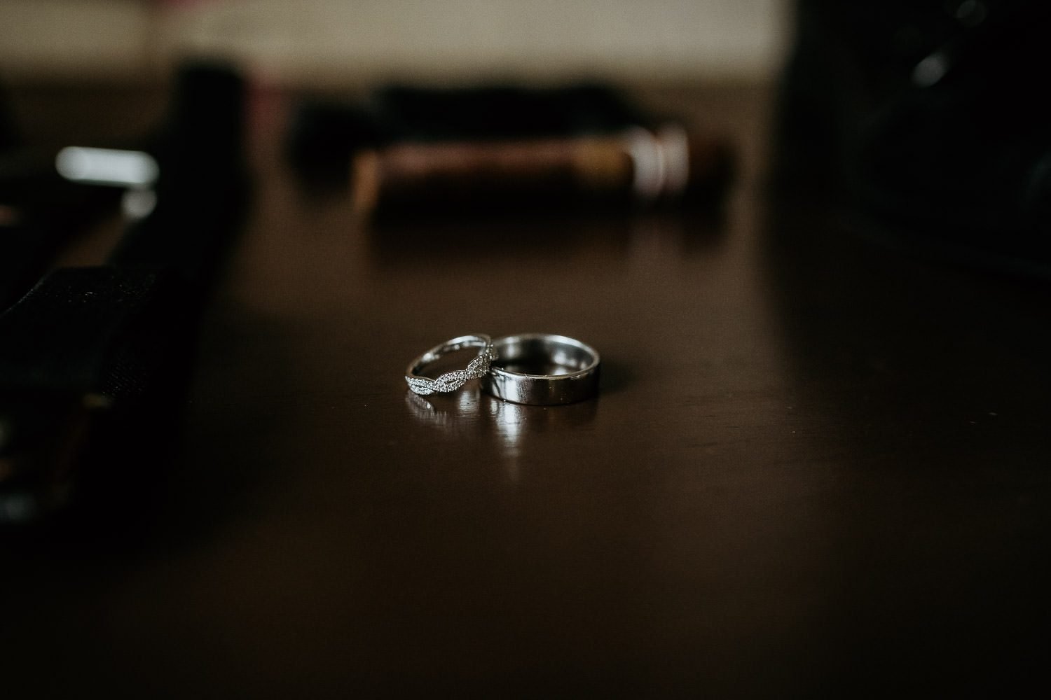 bride and grooms silver wedding rings