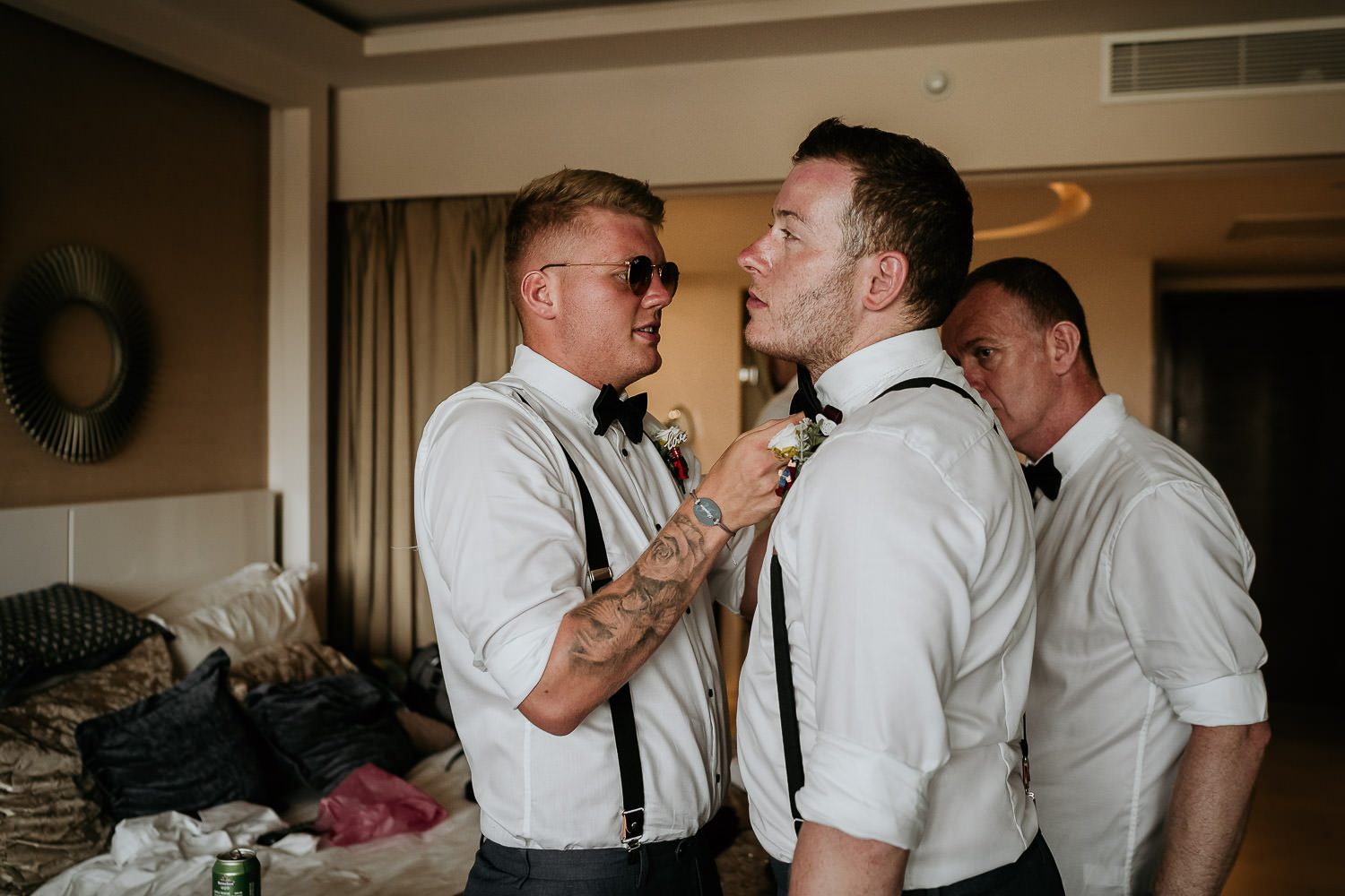 groomsmen getting ready for destination wedding
