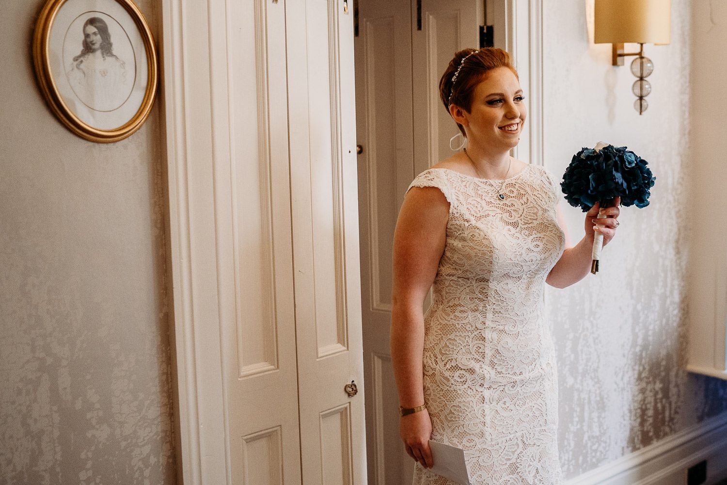 bride seeing groom for first time during first look