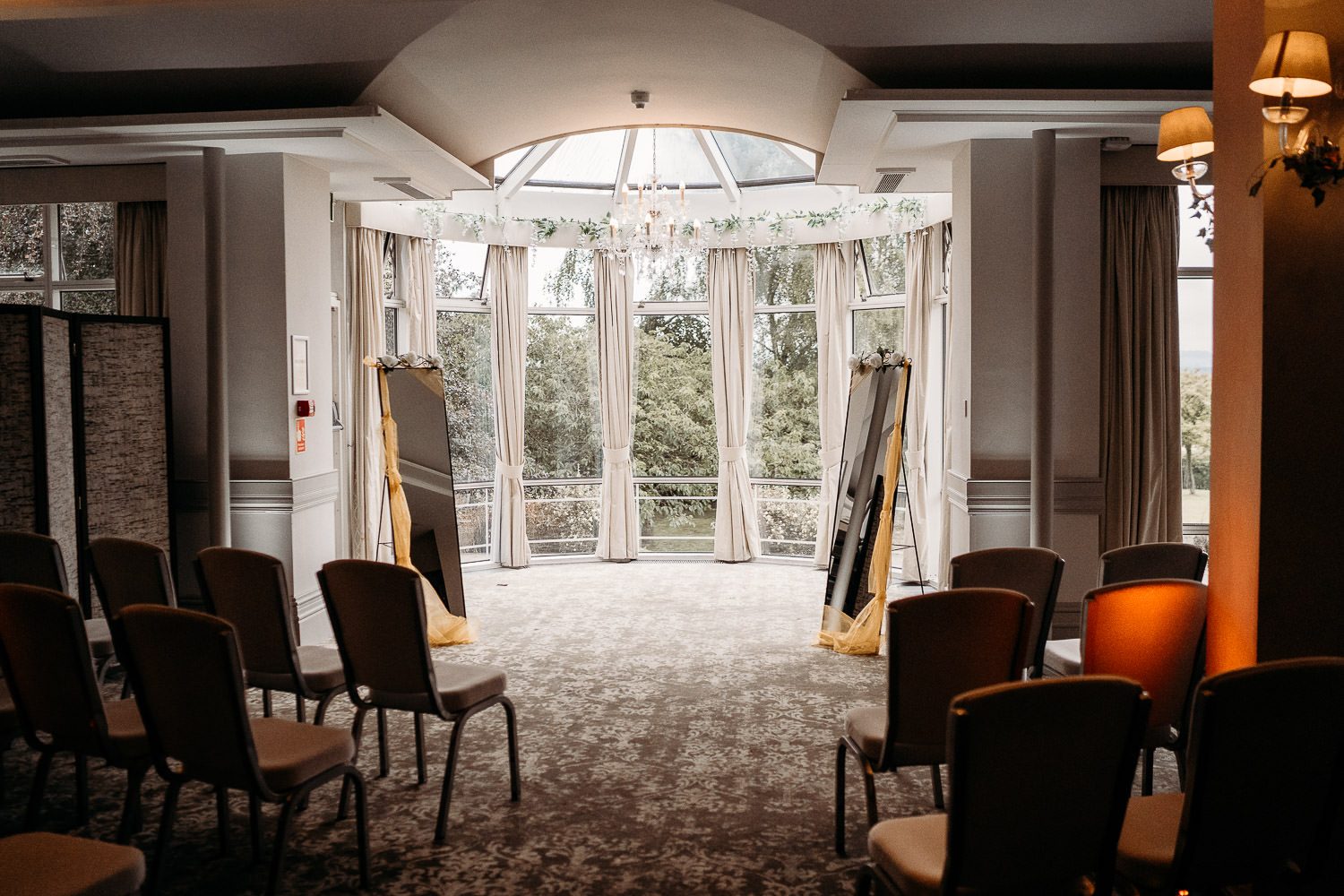 ceremony room set up at the mercure elcot wedding