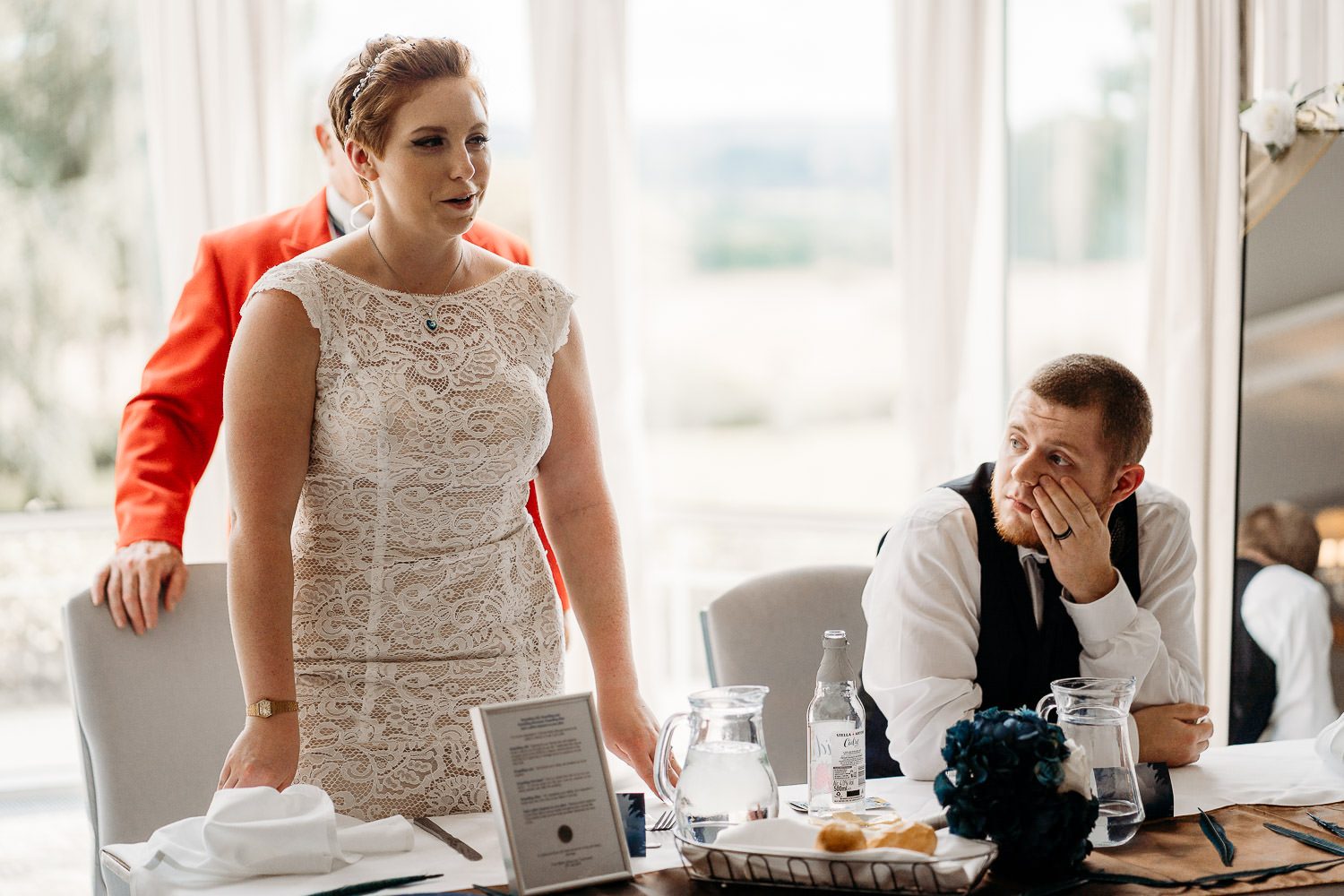 alternative bride giving her wedding speech at hotel wedding