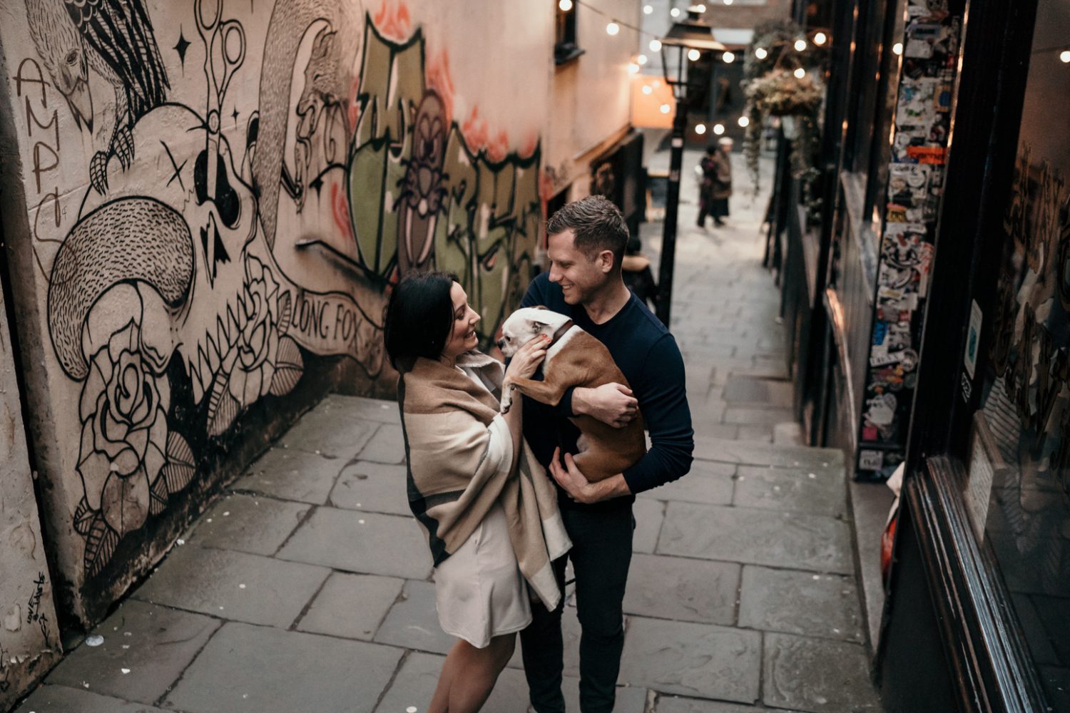 bristol engagement shoot with couple hugging